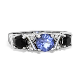 Tanzanite Hugs And Kisses 14K White Gold ring R5016