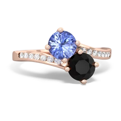 Tanzanite Channel Set Two Stone 14K Rose Gold ring R5303