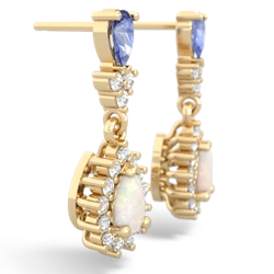 Tanzanite Halo Pear Dangle 14K Yellow Gold earrings E1882