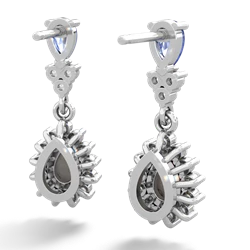 Tanzanite Halo Pear Dangle 14K White Gold earrings E1882