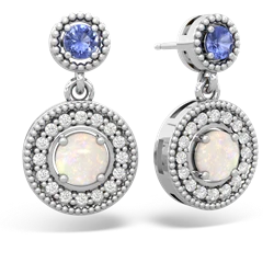 Tanzanite Halo Dangle 14K White Gold earrings E5319