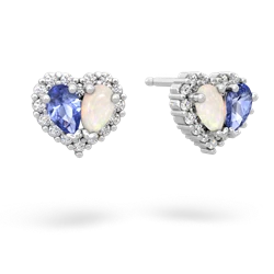Tanzanite Halo 14K White Gold earrings E7008