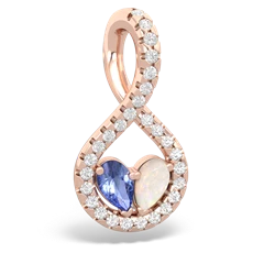 Tanzanite Pave Twist 'One Heart' 14K Rose Gold pendant P5360