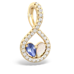 Tanzanite Pave Twist 'One Heart' 14K Yellow Gold pendant P5360