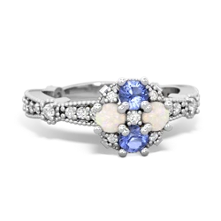 Tanzanite Sparkling Tiara Cluster 14K White Gold ring R26293RD