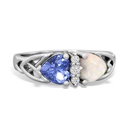 Tanzanite Celtic Knot Double Heart 14K White Gold ring R5040