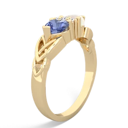 Tanzanite Celtic Knot Double Heart 14K Yellow Gold ring R5040