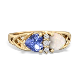 Tanzanite Celtic Knot Double Heart 14K Yellow Gold ring R5040