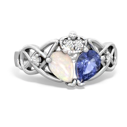 Tanzanite 'One Heart' Celtic Knot Claddagh 14K White Gold ring R5322