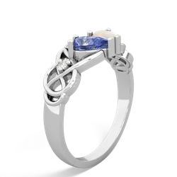 Tanzanite 'One Heart' Celtic Knot Claddagh 14K White Gold ring R5322