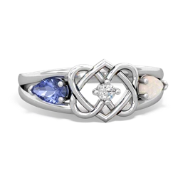 Tanzanite Hearts Intertwined 14K White Gold ring R5880