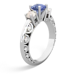 Tanzanite Art Deco Eternal Embrace Engagement 14K White Gold ring C2003