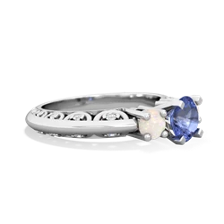 Tanzanite Art Deco Eternal Embrace Engagement 14K White Gold ring C2003