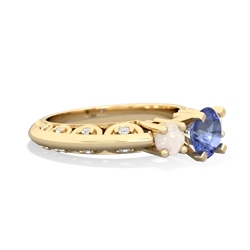 Tanzanite Art Deco Eternal Embrace Engagement 14K Yellow Gold ring C2003