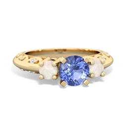 Tanzanite Art Deco Eternal Embrace Engagement 14K Yellow Gold ring C2003