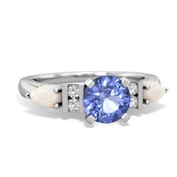 Tanzanite 6Mm Round Eternal Embrace Engagement 14K White Gold ring R2005