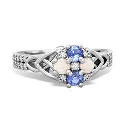 Tanzanite Celtic Knot Cluster Engagement 14K White Gold ring R26443RD