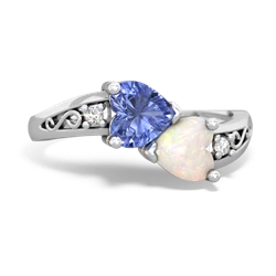 Tanzanite Snuggling Hearts 14K White Gold ring R2178