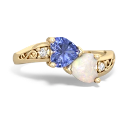 Tanzanite Snuggling Hearts 14K Yellow Gold ring R2178