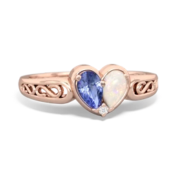 Tanzanite Filligree 'One Heart' 14K Rose Gold ring R5070