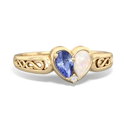 Tanzanite Filligree 'One Heart' 14K Yellow Gold ring R5070