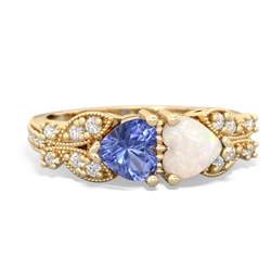 Tanzanite Diamond Butterflies 14K Yellow Gold ring R5601