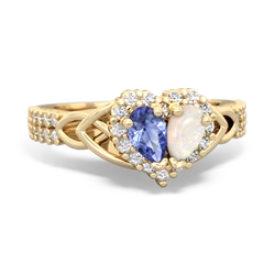 Tanzanite Celtic Knot Two Hearts As One 14K Yellow Gold ring R2644HRT