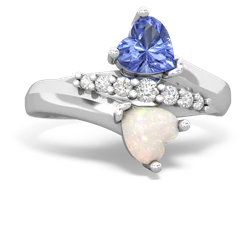 Tanzanite Heart To Heart 14K White Gold ring R2064