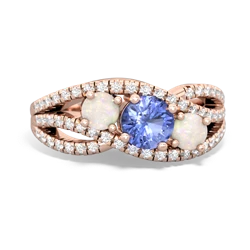 Tanzanite Three Stone Aurora 14K Rose Gold ring R3080