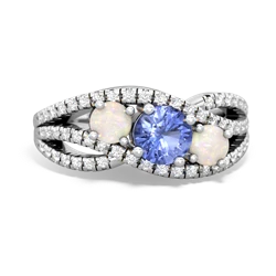 Tanzanite Three Stone Aurora 14K White Gold ring R3080