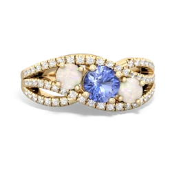 Tanzanite Three Stone Aurora 14K Yellow Gold ring R3080