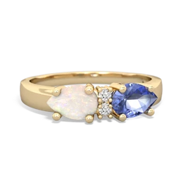 Tanzanite Pear Bowtie 14K Yellow Gold ring R0865