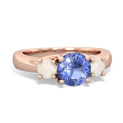 Tanzanite Three Stone Round Trellis 14K Rose Gold ring R4018