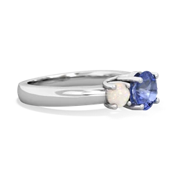 Tanzanite Three Stone Round Trellis 14K White Gold ring R4018