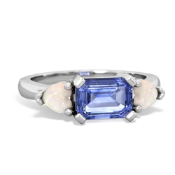 Tanzanite Three Stone 14K White Gold ring R5235