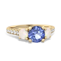 Tanzanite Pave Trellis 14K Yellow Gold ring R5500