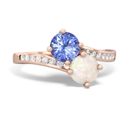 Tanzanite Channel Set Two Stone 14K Rose Gold ring R5303