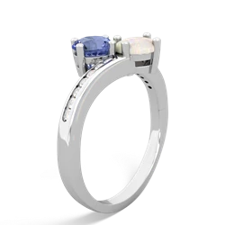 Tanzanite Channel Set Two Stone 14K White Gold ring R5303