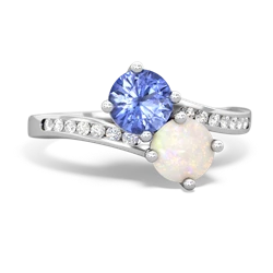 Tanzanite Channel Set Two Stone 14K White Gold ring R5303