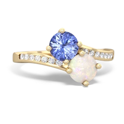 Tanzanite Channel Set Two Stone 14K Yellow Gold ring R5303