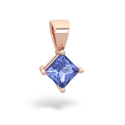 Tanzanite 5Mm Princess Solitaire 14K Rose Gold pendant P1789