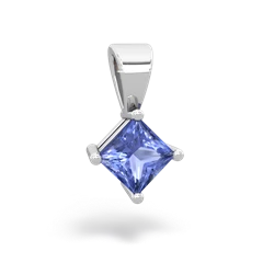 Tanzanite 5Mm Princess Solitaire 14K White Gold pendant P1789