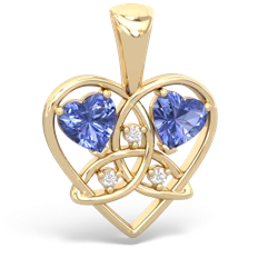 Tanzanite Celtic Trinity Heart 14K Yellow Gold pendant P5331