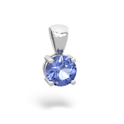 Tanzanite 6Mm Round Solitaire 14K White Gold pendant P1786