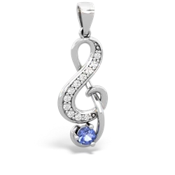 Tanzanite G-Clef Music 14K White Gold pendant P5830