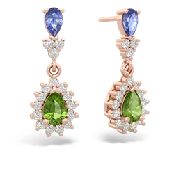 Tanzanite Halo Pear Dangle 14K Rose Gold earrings E1882