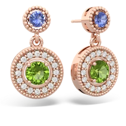 Tanzanite Halo Dangle 14K Rose Gold earrings E5319