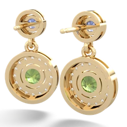 Tanzanite Halo Dangle 14K Yellow Gold earrings E5319