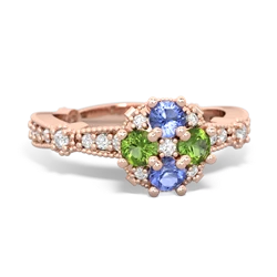 Tanzanite Sparkling Tiara Cluster 14K Rose Gold ring R26293RD