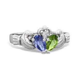 Tanzanite 'Our Heart' Claddagh 14K White Gold ring R2388